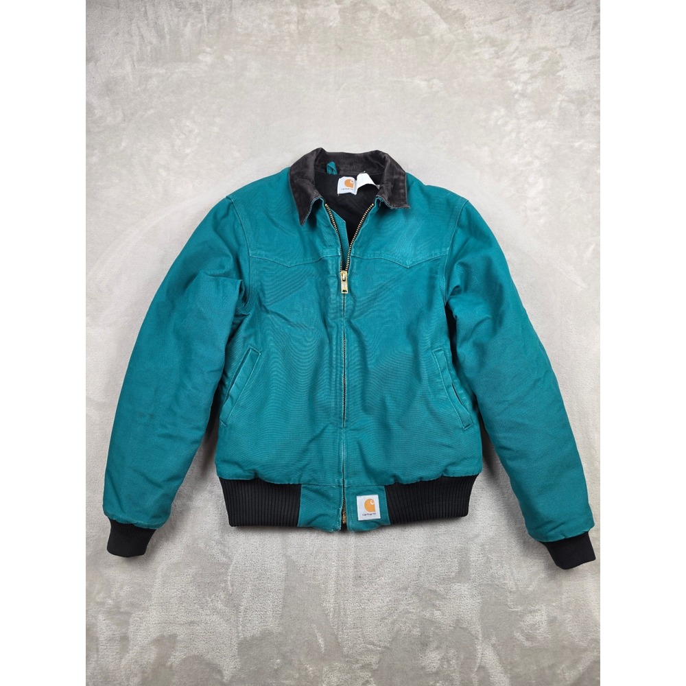 Vintage Carhartt J13 Santa Fe Jacket Mens M Aqua Teal Canvas Western Bomber 90s